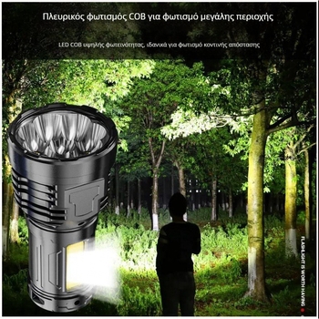 8-πύρηνο LED φακός για έκτακτες ανάγκες, εξωτερική και οικιακή χρήση, φορητός, μακριά δέσμη, εργασιακό φως, περιπολία, επαναφορτιζόμενος