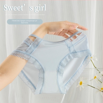 Moonlight γυναικείο εσώρουχο από ice silk με δαντέλα, μεσαίας-χαμηλής μέσης, αντιβακτηριακό, διαπνέον.