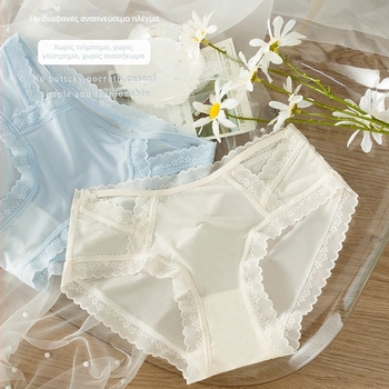 Moonlight γυναικείο εσώρουχο από ice silk με δαντέλα, μεσαίας-χαμηλής μέσης, αντιβακτηριακό, διαπνέον.