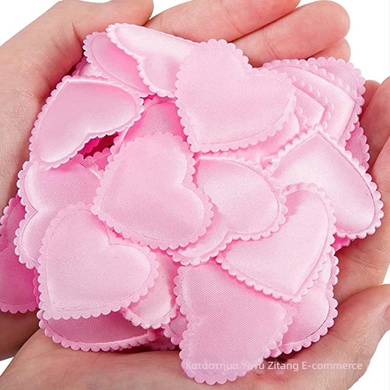 100 τεμάχια Lace Sponge Peach Heart Petals, 3D Love Heart για διακόσμηση κρεβατιού γάμου, κονφετί