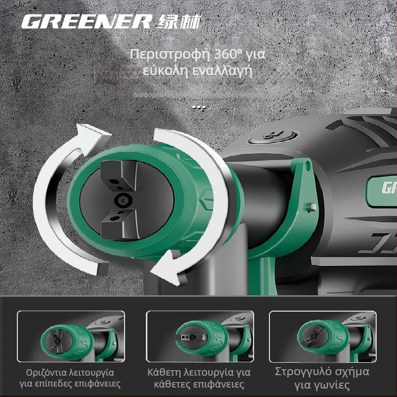 Green Forest ηλεκτρικό πιστόλι βαφής — ολοκληρωμένο σύστημα για βαφές πέτρας και λατέξ, συμπαγές μοντέλο για αυτοκίνητα