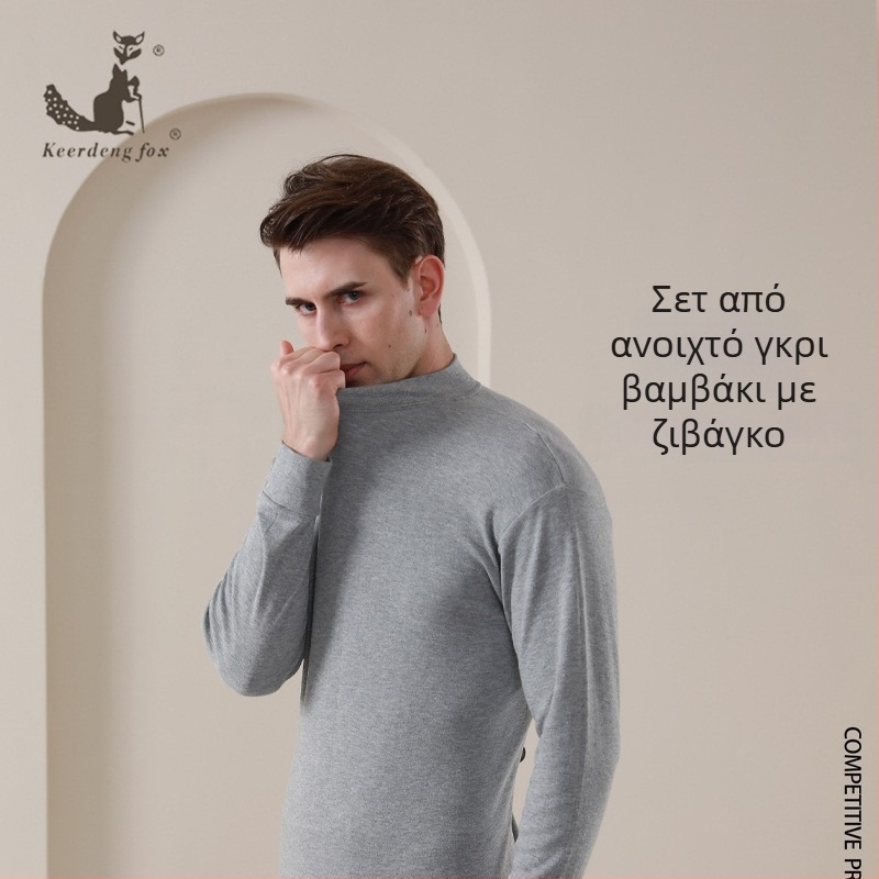 Σετ θερμικού εσωρούχου από 100% βαμβάκι για γυναίκες και άνδρες, με λαιμό στρογγυλό, εφαρμοστό, για άνοιξη–φθινόπωρο–χειμώνα, μακρυμάνικο τοπ και παντελόνες