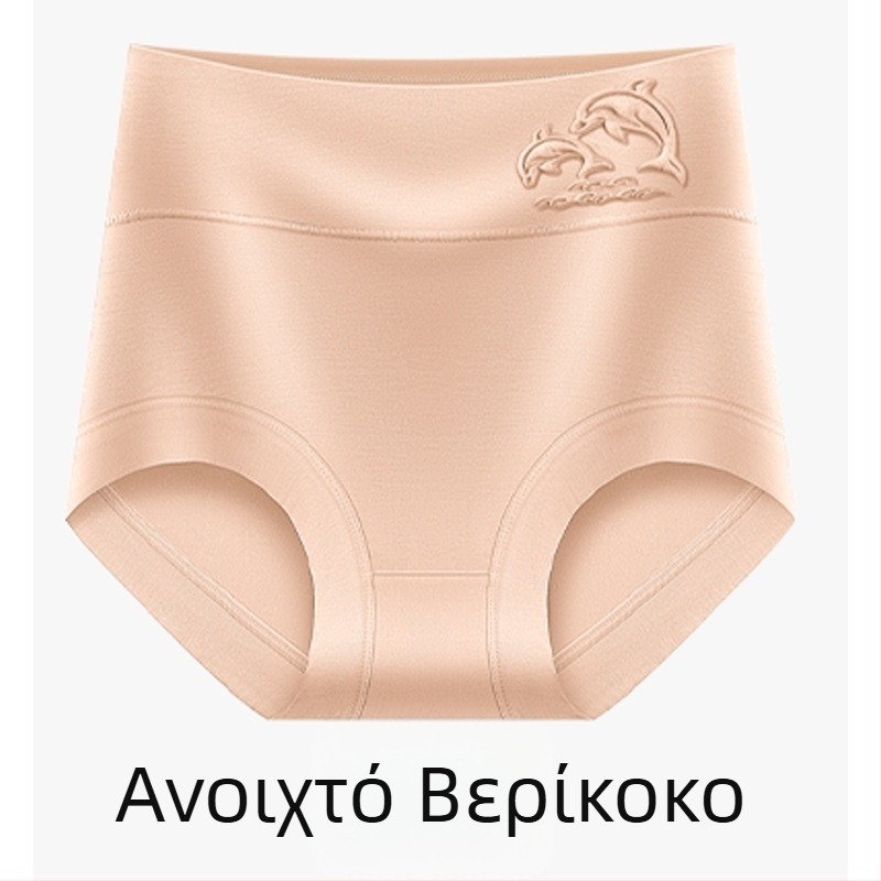 Γυναικείο εσώρουχο με υψηλή μέση από modal, αντιβακτηριακό, διαπνοή, απορροφά τον ιδρώτα, τεσσάρων εποχών, μεγάλο μέγεθος, ανάγλυφο σχέδιο δελφινιού και φλοράλ
