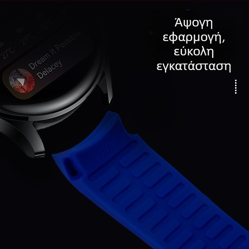Λουράκι από υγρή σιλικόνη συμβατό με Samsung Galaxy Watch5/4/3, 20/22 mm, μονόχρωμο, ασημένια αγκράφα