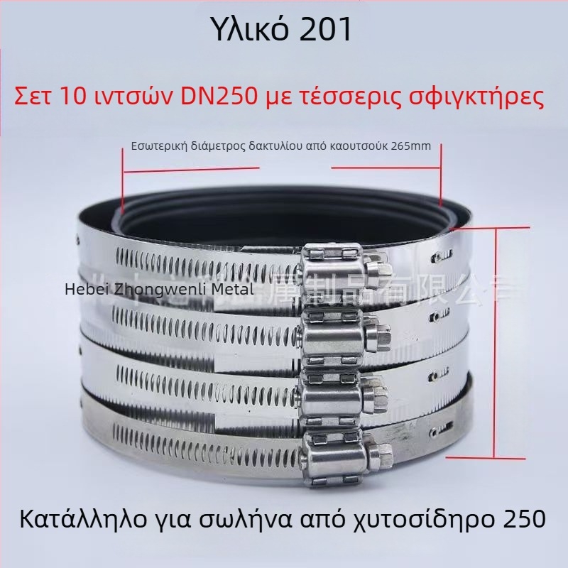 Σφιγκτήρας σωλήνων για δέσιμο ομάδας από ανοξείδωτο χάλυβα, χυτοσίδηρο και PVC