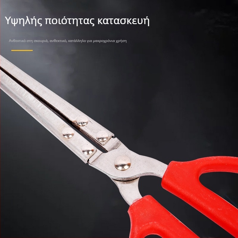 Λαβίδες μπάρμπεκιου με επίπεδη κεφαλή, κόκκινο καουτσούκ χερούλι, 45# ατσάλι, αντιολισθητικές