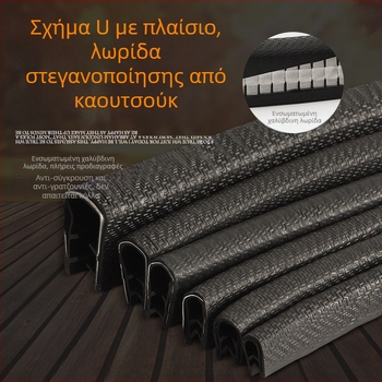Λωρίδα σφράγισης από καουτσούκ νιτριλίου σε U-σχήμα για προστασία ακμών μεταλλικών πλαισίων