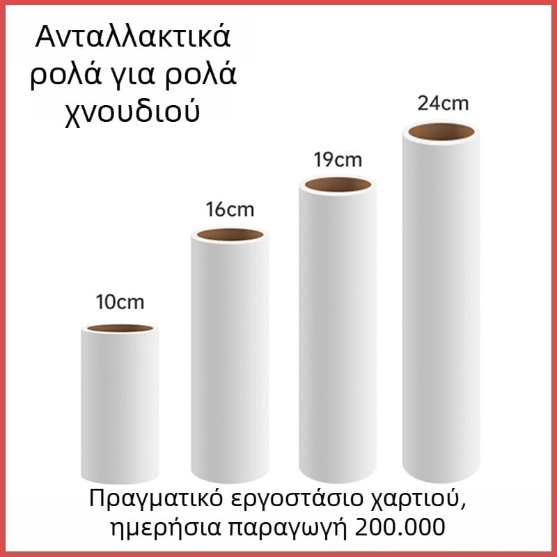 Ρολό κολλητικής χαρτί για τρίχες 10 εκ. με αντικαταστάσιμο πυρήνα – κύλινδρος σε κλίση για σκόνη και απομάκρυνση τρίχων