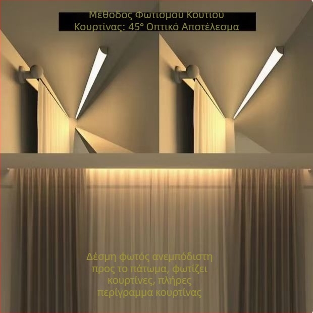 Τριγωνικός LED αγωγός φωτισμού από αλουμίνιο, προφίλ σε σχήμα U, κρυφός γραμμικός φωτισμός εγκατάστασης στην επιφάνεια