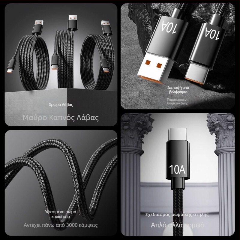 Νάιλον υφαντό USB-C καλώδιο δεδομένων με γρήγορη φόρτιση, συμβατό με Huawei, Honor, Xiaomi, OPPO, Vivo και iPad