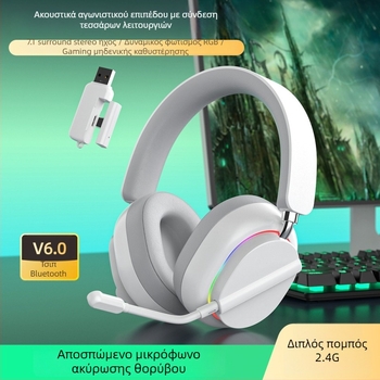 Delta ασύρματο gaming headset χωρίς καθυστέρηση, Bluetooth και 2,4 GHz, συμβατό με κινητά και PC, πάνω από το αυτί, esports