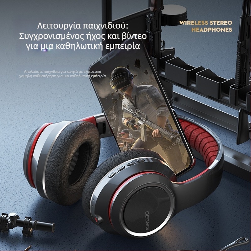 Ασύρματα Bluetooth ακουστικά με ιδιωτικό μοντέλο, πάνω από τα αυτιά, χωρίς καλώδιο, θύρα για κάρτα, με ακύρωση θορύβου, για gaming και esports, κατάλληλα για κινητά και φορητούς υπολογιστές
