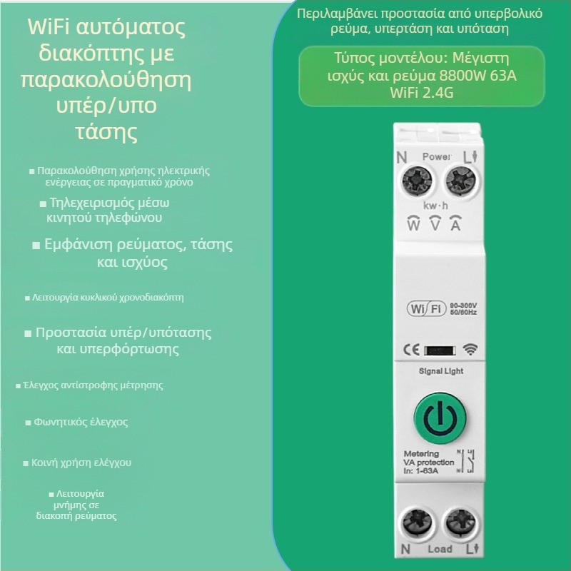 Έξυπνος Wi‑Fi διακόπτης κυκλώματος με απομακρυσμένο έλεγχο και χρονοδιακόπτη
