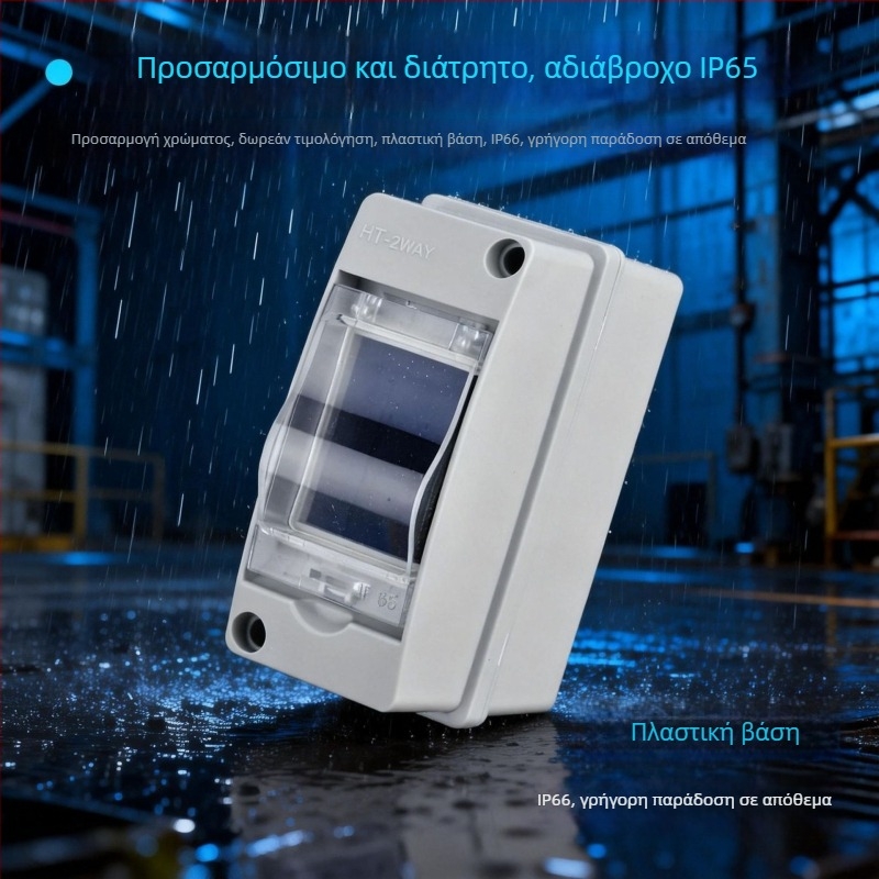 Συμπαγές εξωτερικό κουτί διανομής IP65, 2 κυκλώματα, ABS πλαστικό, διακόπτες κυκλωμάτων