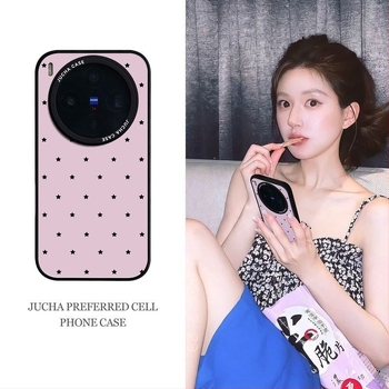 Θήκη σιλικόνης Vivo X300/X200 Pro, έμπνευση Instagram, μινιμαλιστικό σχέδιο, ανθεκτικό στη βρωμιά, μαύρο μοτίβο αστεριών, αντοχή σε πτώσεις
