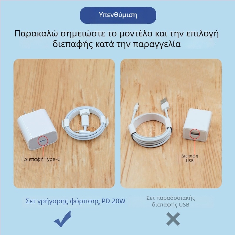 Σετ καλωδίων γρήγορης φόρτισης PD27W για iPhone 13/12 — Lightning και USB-C καλώδιο δεδομένων