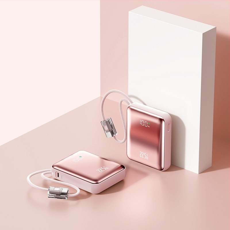Μίνι εξωτερική μπαταρία 10000mAh με ενσωματωμένο πλεκτό καλώδιο και γρήγορη φόρτιση PD 2.0
