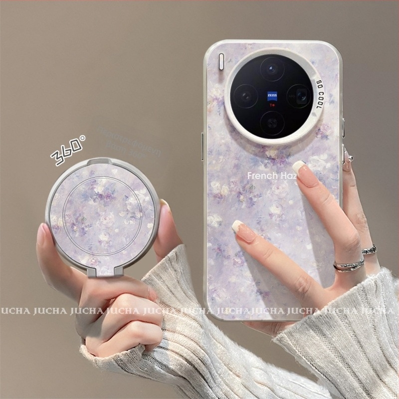 Θήκη κινητού για Vivo X300 και Vivo X200 Pro με φρέσκο μινιμαλιστικό σχέδιο και λουλούδια σε μεταβατικά χρώματα λαδομπογιάς