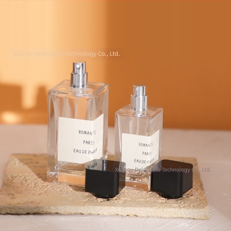 Τετράγωνο γυάλινο μπουκάλι αρώματος 50 ml/100 ml με σπρέι, λαιμό bayonet, για συσκευασία αρωμάτων και αιθέριων ελαίων