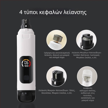 Τριβέας νυχιών κατοικίδίων με LED διπλού φωτισμού, επαναφορτιζόμενος ηλεκτρικός κόφτης νυχιών για γάτες και σκύλους