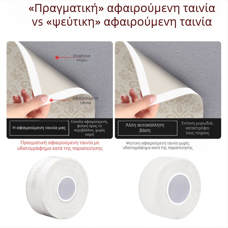 Αφαιρούμενη διπλής όψεως ταινία με ακρυλική αφρώδη κόλλα, ισχυρή πρόσφυση, 3 mm x 3 m / 5 m, κατάλληλη για τοίχους, χωρίς υπολείμματα