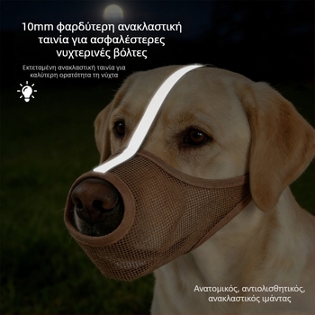 PVC μούζλα σκύλου — αναπνεύσιμη, ανακλαστική, κατά του δαγκώματος και της κατάποσης, αντιδιαφυγική