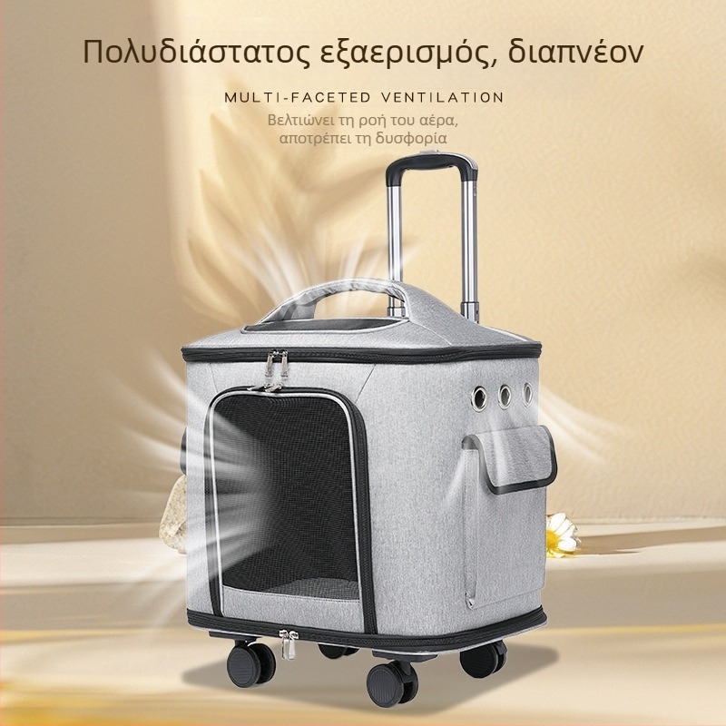 Σε απόθεμα: Τσάντα μεταφοράς κατοικίδίων με ρόδες για γάτες, φορητός γατοφορείο με τηλεσκοπική λαβή, απευθείας από τον κατασκευαστή, παραμετροποιήσιμος, χονδρική