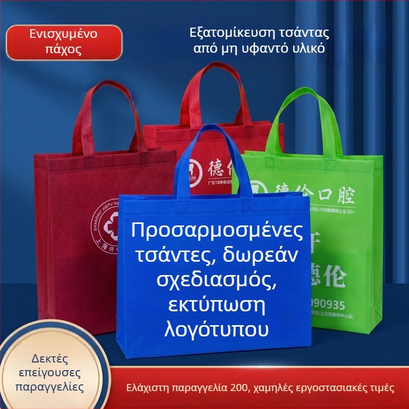 Τσάντα από μη υφαντό ύφασμα με λογότυπο, λαμιναρισμένη και χοντρή, διαφημιστική τσάντα αγορών