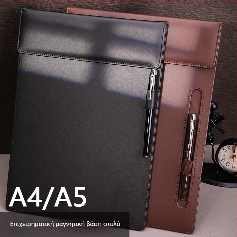 PU δερμάτινο clipboard A4 για συνεδριάσεις με μαγνητική θήκη αρχείων και επιφάνειας γραφής; Διαθέσιμη εκτύπωση λογότυπου
