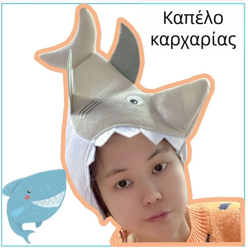 Χαριτωμένο λούτρινο καπελάκι-καρχαρίας για το κεφάλι — αξεσουάρ φωτογράφισης, κοστούμι