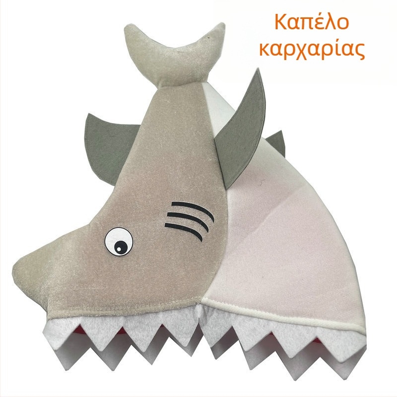 Χαριτωμένο λούτρινο καπελάκι-καρχαρίας για το κεφάλι — αξεσουάρ φωτογράφισης, κοστούμι