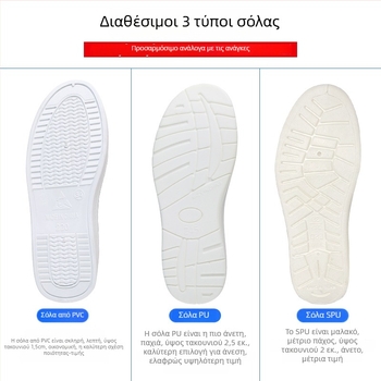 Προσαρμοσμένα αντιστατικά παπούτσια εργασίας για καθαρά δωμάτια, λευκά, με σόλα SPU/PU/PVC, τέσσερις οπές με κορδόνια