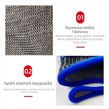 Γάντια από 316 χάλυβα με σύρμα για αντίκοπή στην επεξεργασία ψαριών, κατηγορία A9, προστασία χεριών, αντίκοπή και προστασία από γρατζουνιές