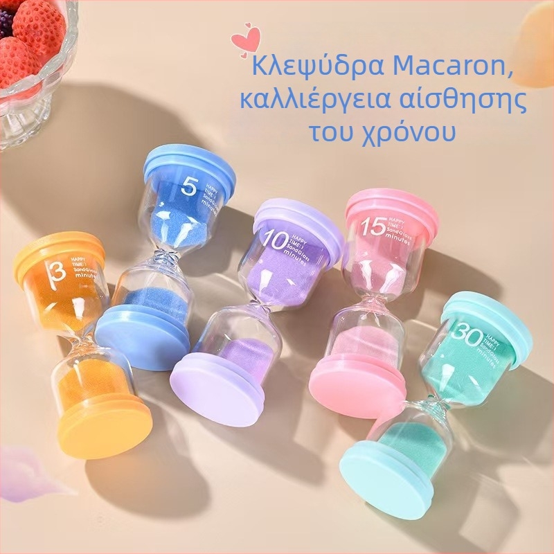 Πλαστικός χρονομετρητής σε μορφή μακαρόν, παιδική κλεψύδρα ανθεκτική στις πτώσεις, δημιουργικό διακοσμητικό χρονομέτρησης, μοντέρνο μινιμαλιστικό σχέδιο
