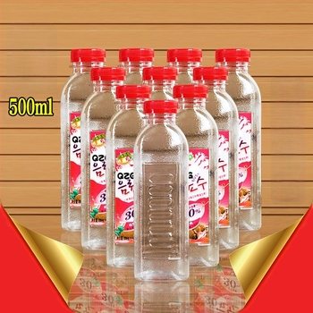 500 ml διαφανές PET τετράγωνο μπουκάλι ποτών με καπάκι, κατάλληλο για μέλι, κρασί και χυμό, μπουκάλι δείγμα