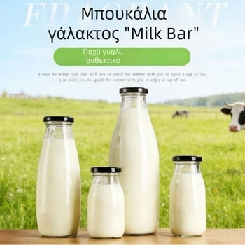 Διαφανής γυάλινη φιάλη για τρόφιμα, φιάλη γάλακτος κατάλληλη για τρόφιμα, σφραγισμένη φιάλη ποτών, φιάλη για χυμό και πουτίγκα, επαναχρησιμοποιούμενη φιάλη