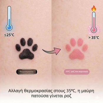 Αυτοκόλλητα τατουάζ με πατουσάκι γάτας, αλλάζουν χρώμα ανά θερμοκρασία, αδιάβροτα και ανθεκτικά στον ιδρώτα, γλυκό γυναικείο στυλ, μακράς διάρκειας
