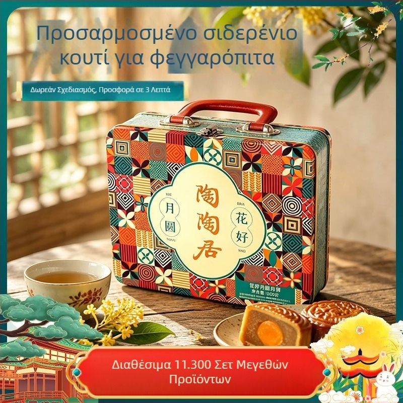 Προσαρμοσμένο κουτί Mooncake από λαμαρίνα, σετ 4 τεμαχίων, τετράγωνο μονοεπίπεδο κουτί δώρου, CMYK εκτύπωση