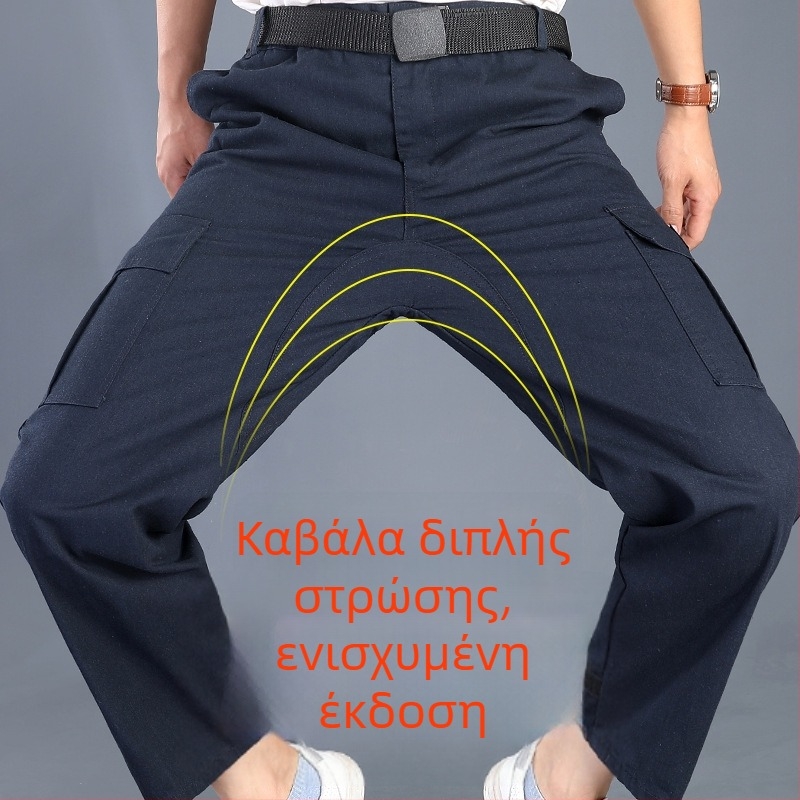 Ανδρικά παντελόνια εργασίας από βαμβάκι με πρόσθετο ένθετο, ίσια γραμμή, χαλαρή εφαρμογή, ανθεκτικά, κατάλληλα για συγκόλληση, προστασία από εγκαύματα