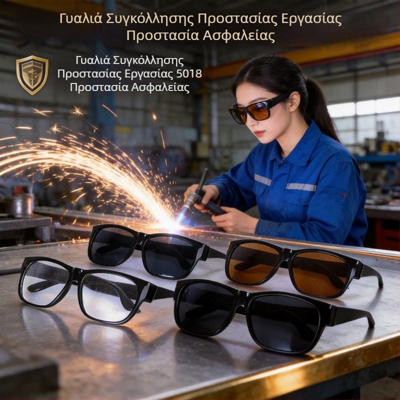 Γυαλιά προστασίας συγκόλλησης με γυάλινα φακοί, αντιθαμβωτικά