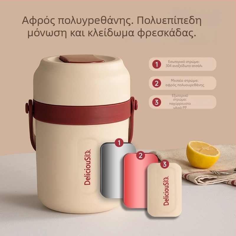 Κουτί γευμάτων από 304 ανοξείδωτο χάλυβα με εσωτερικό μονωτικό, φορητό, πολυεπίπεδη διώροφη κουτί για φοιτητές και υπαλλήλους