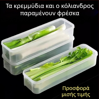Κουτί αποθήκευσης φαγητού κατάλληλο για ψυγείο με πράσινα κρεμμύδια, κολιανδρό, τζίντζερ, σκόρδο, νουντλς και αυγά