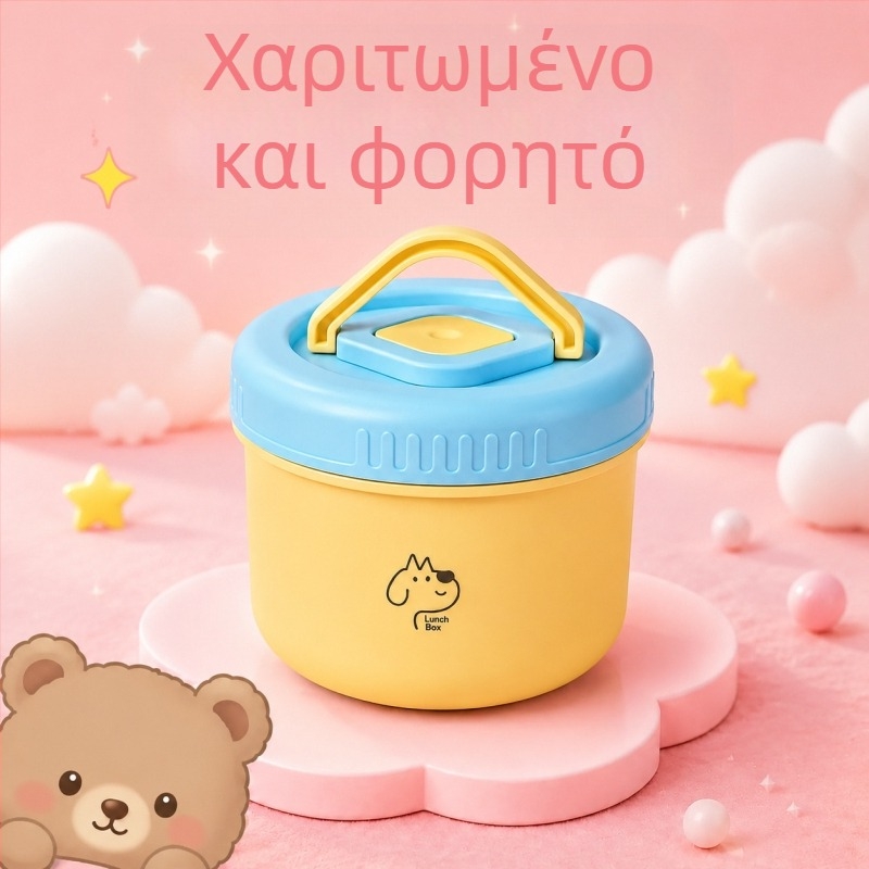 Κυκλική κεραμική θήκη γευμάτων, για υπαλλήλους γραφείου και φοιτητές, 1–2 L, μονοόροφος, χωρίς μικροκύματα, φορητή, μοντέρνο μινιμαλιστικό στυλ, καρτούν σχέδιο