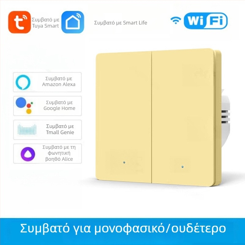 Διακόπτης WiFi με T34, Bluetooth και 433 MHz, διπλής και τριπλής λειτουργίας, απομακρυσμένος έλεγχος μέσω εφαρμογής, πάνελ με κουκκίδες