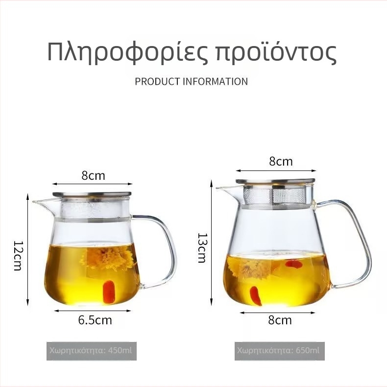 Τσαγιέρα από μποροσιλικό γυαλί, θερμοανθεκτική, σετ τσαγιού Kung Fu για οικιακή χρήση