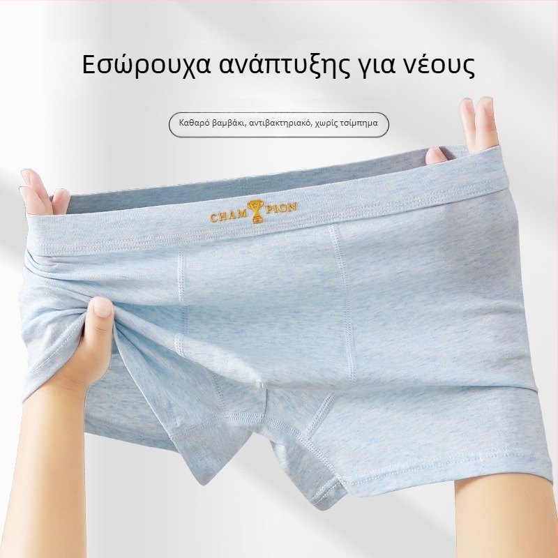 Παιδικά μποξέρ από βαμβάκι 95% και ελαστάνη 5%, αντιβακτηριακά, για αγόρια άνω των 8 ετών