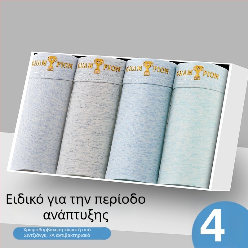 Παιδικά μποξέρ από βαμβάκι 95% και ελαστάνη 5%, αντιβακτηριακά, για αγόρια άνω των 8 ετών