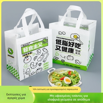 Μη υφασμάτινες σακούλες take-away, αδιάβροχες, για επαγγελματικό catering, περιβαλλοντικά φιλικές συσκευασίες, τσάντα με εκτύπωση λογότυπου