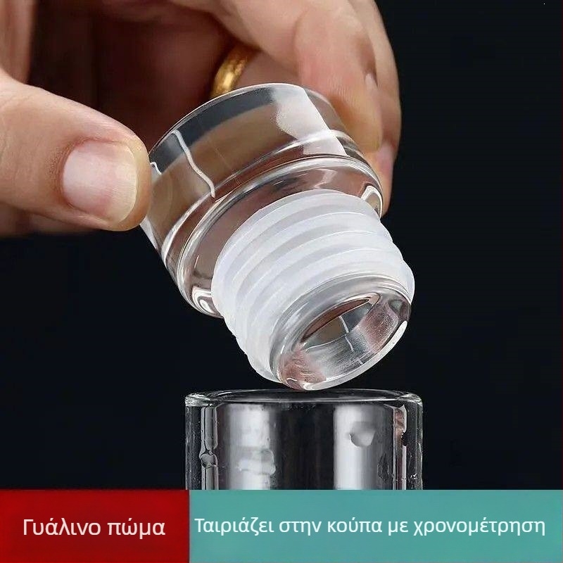 Διαφανής γυάλινος φελλός κρασιού με κλίμακα και αδιάβρονο σχεδιασμό
