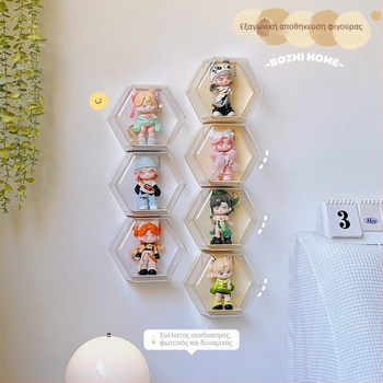 Bubble Mart Weekday Wonderland διαφανής θήκη προβολής τοίχου για μία φιγούρα, προστασία από σκόνη